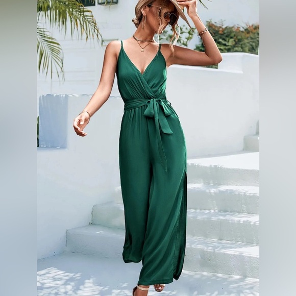 Enjoy Today V-Neck Jumpsuit Wide Leg - Picture 2 of 4